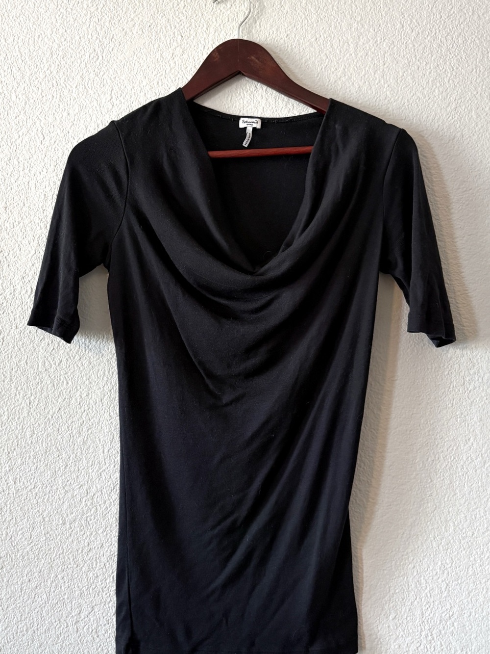 Splendid Black Pima Cotton/Modal Cowl Neck Top